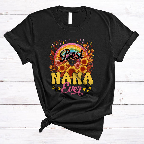 MacnyStore - Best Nana Ever, Amazing Mother's Day Sunflowers Rainbow Lover, Matching Family Group T-Shirt