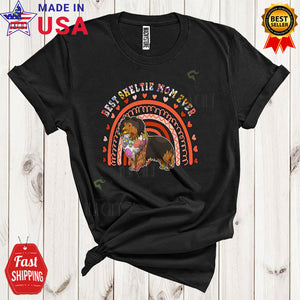 MacnyStore - Best Sheltie Mom Ever Cute Floral Mother's Day Family Rainbow Animal Lover T-Shirt