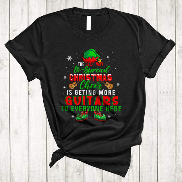 MacnyStore - Best Way To Spread Christmas Cheer Is Getting More Guitars, Cheerful Elf Guitarist, X-mas T-Shirt