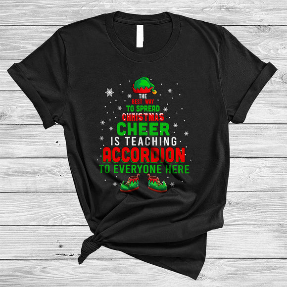 MacnyStore - Best Way To Spread Christmas Is Teaching Accordion, Jolly X-mas Accordion Teacher, ELF Family Group T-Shirt