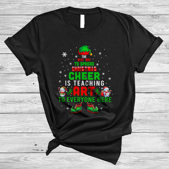 MacnyStore - Best Way To Spread Christmas Is Teaching Art, Jolly X-mas Art Teacher, ELF Family Group T-Shirt