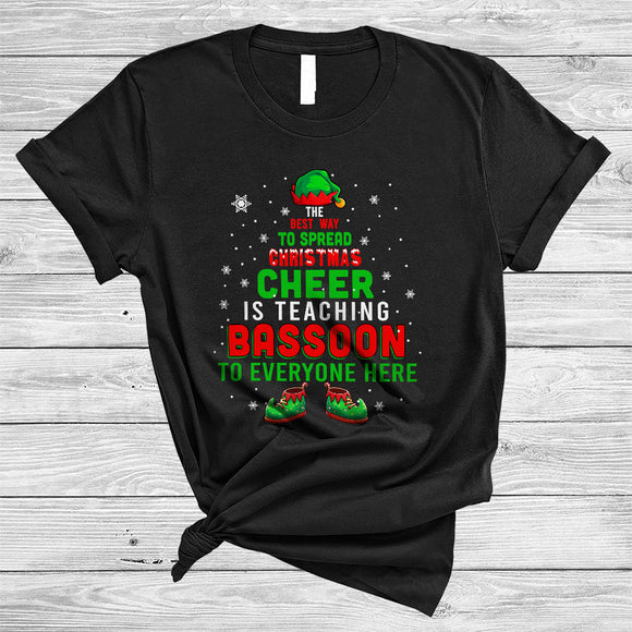 MacnyStore - Best Way To Spread Christmas Is Teaching Bassoon, Jolly X-mas Bassoon Teacher, ELF Family Group T-Shirt