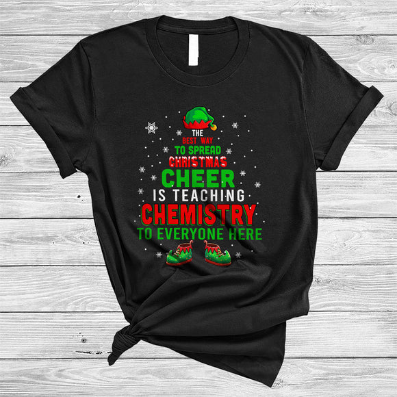 MacnyStore - Best Way To Spread Christmas Is Teaching Chemistry, Jolly X-mas Chemistry Teacher, ELF Family Group T-Shirt