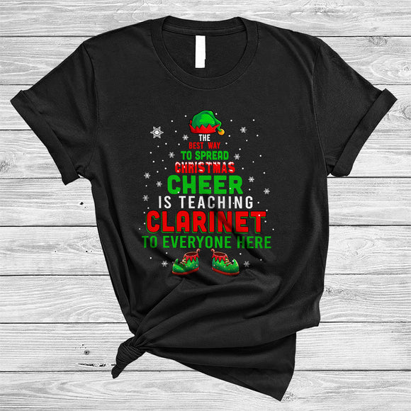 MacnyStore - Best Way To Spread Christmas Is Teaching Clarinet, Jolly X-mas Clarinet Teacher, ELF Family Group T-Shirt