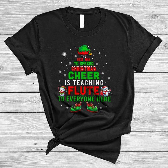 MacnyStore - Best Way To Spread Christmas Is Teaching Flute, Jolly X-mas Flute Teacher, ELF Family Group T-Shirt