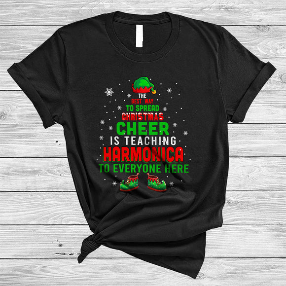 MacnyStore - Best Way To Spread Christmas Is Teaching Harmonica, Jolly X-mas Harmonica Teacher, ELF Family Group T-Shirt