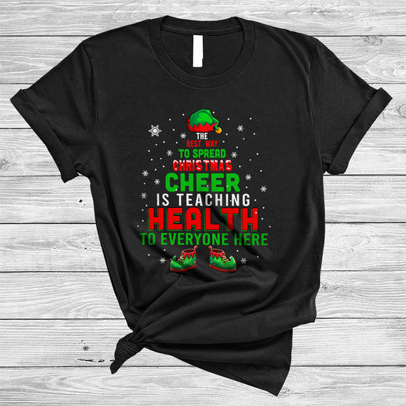 MacnyStore - Best Way To Spread Christmas Is Teaching Health, Jolly X-mas Health Teacher, ELF Family Group T-Shirt
