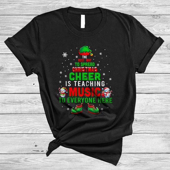 MacnyStore - Best Way To Spread Christmas Is Teaching Music, Jolly X-mas Music Teacher, ELF Family Group T-Shirt
