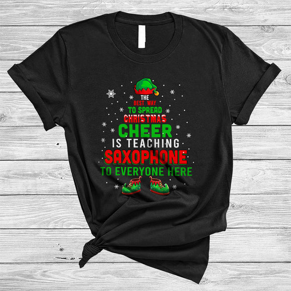 MacnyStore - Best Way To Spread Christmas Is Teaching Saxophone, Jolly X-mas Saxophone Teacher, ELF Family Group T-Shirt
