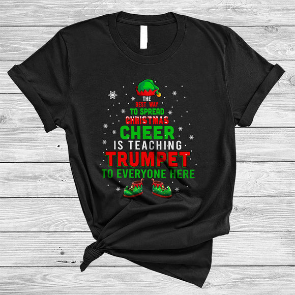 MacnyStore - Best Way To Spread Christmas Is Teaching Trumpet, Jolly X-mas Trumpet Teacher, ELF Family Group T-Shirt