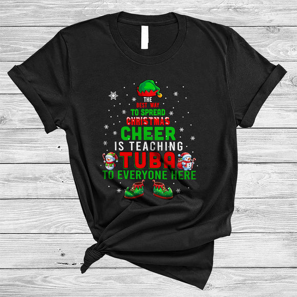 MacnyStore - Best Way To Spread Christmas Is Teaching Tuba, Jolly X-mas Tuba Teacher, ELF Family Group T-Shirt