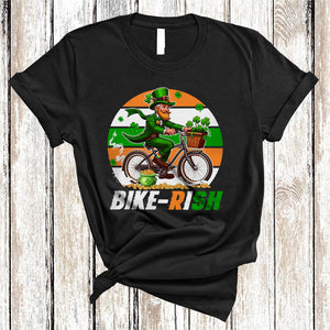 MacnyStore - Bike-rish, Awesome St. Patrick's Day Retro Leprechaun Riding Bicycle, Irish Shamrock T-Shirt