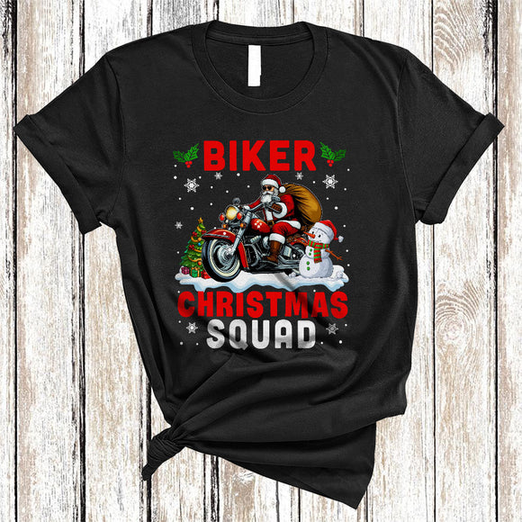 MacnyStore - Biker Christmas Christmas Squad, Adorable Santa Biker Lover, Pajamas Family X-mas Group T-Shirt