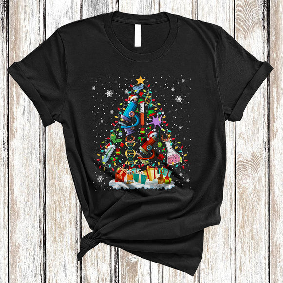 MacnyStore - Biology Tools As Christmas Tree, Colorful Merry X-mas Lights Biology Teacher, Snow X-mas Group T-Shirt