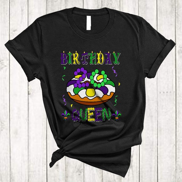MacnyStore - Birthday 20 Queen, Cheerful Mardi Gras Beads King Cake, Matching 20th Birthday Family Group T-Shirt