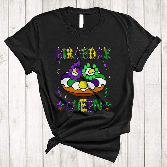 MacnyStore - Birthday 60 Queen, Cheerful Mardi Gras Beads King Cake, Matching 60th Birthday Family Group T-Shirt