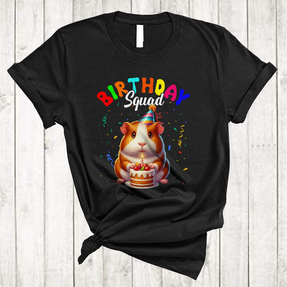 MacnyStore - Birthday Squad, Adorable Guinea Pig With Birthday Cake Celebration, Matching Family Group T-Shirt