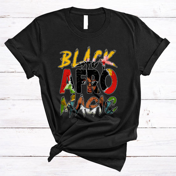 MacnyStore - Black Afro Magic, Colorful Black History Month African American Woman, Afro Lover Family Group T-Shirt
