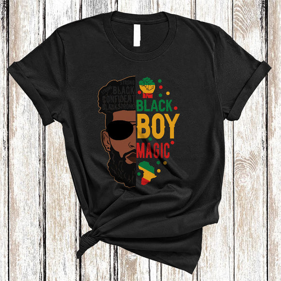 MacnyStore - Black Boy Magic, Amazing Black History Month Proud African American Men, Strong Hand T-Shirt