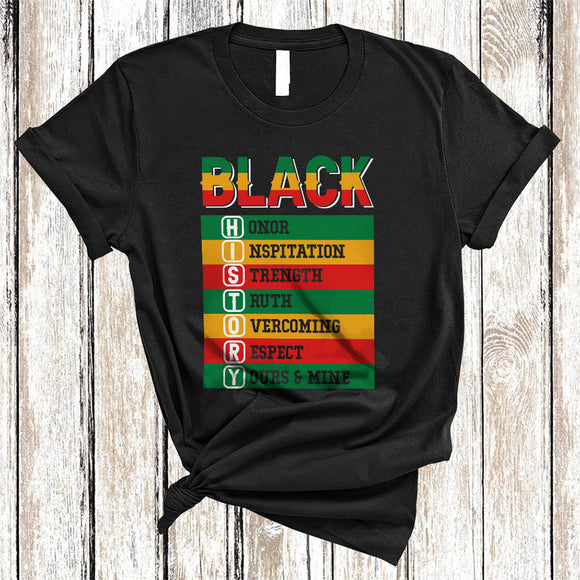 MacnyStore - Black History Definition, Proud Black History Month Respect Strength, African American Family Group T-Shirt