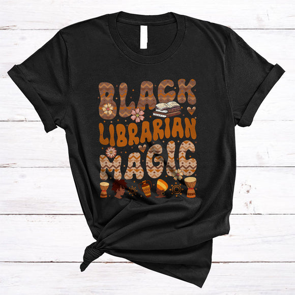 MacnyStore - Black Librarian Magic, Amazing Black History Month Melanin Afro Pride, Librarian Group T-Shirt