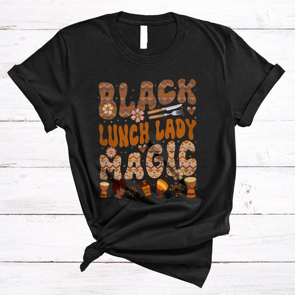 MacnyStore - Black Lunch Lady Magic, Amazing Black History Month Melanin Afro Pride, Lunch Lady Group T-Shirt