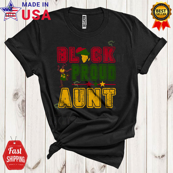 MacnyStore - Black Proud Aunt Cool Cute Black History Month Afro Black African American Family Group T-Shirt