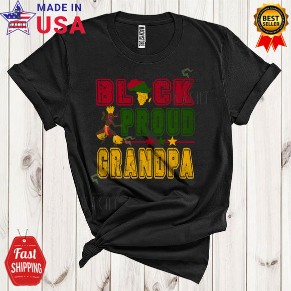 MacnyStore - Black Proud Grandpa Cool Cute Black History Month Afro Black African American Family Group T-Shirt
