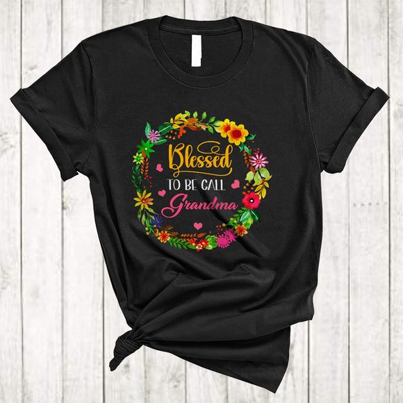 MacnyStore - Blessed To Be Called Grandma, Amazing Mother's Day Flowers Circle, Matching Family Group T-Shirt