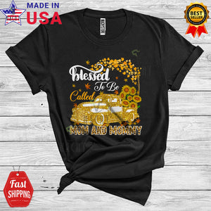 MacnyStore - Blessed To Be Called Mom And Mommy Cute Cool Mother's Day Leopard Sunflower On Pickup T-Shirt
