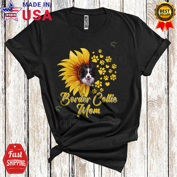 MacnyStore - Border Collie Mom Cute Cool Mother's Day Matching Family Group Sunflower Animal Lover T-Shirt