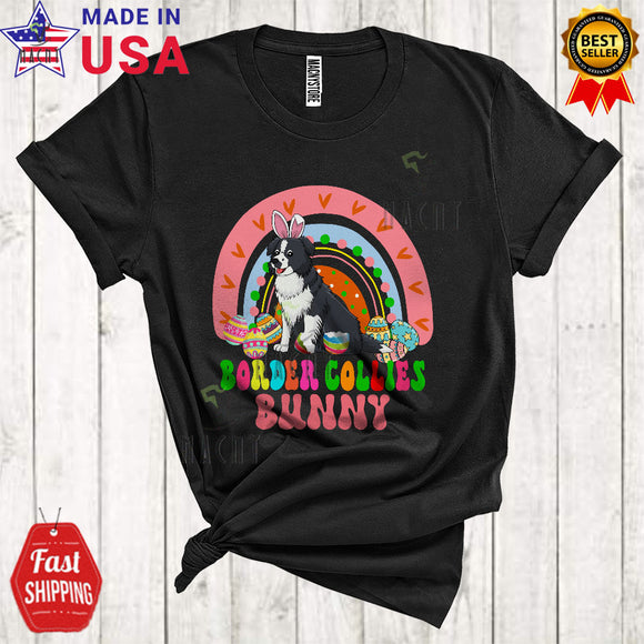 MacnyStore - Border Collies Bunny Cute Cool Easter Day Bunny Dog Rainbow Easter Egg Hunting Lover T-Shirt