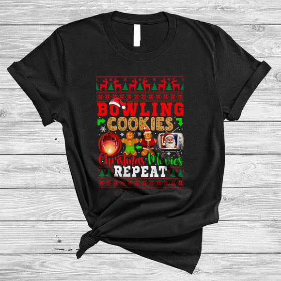 MacnyStore - Bowling Cookies Christmas Movies Repeat, Lovely Sweater Cookie Baker, Sport Bowling Player T-Shirt
