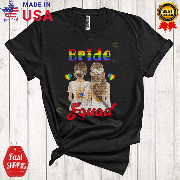 MacnyStore - Bride Squad Cool Cute LGBTQ Pride Wedding Bachelorette Matching Lesbian Gay Friends Family Group T-Shirt