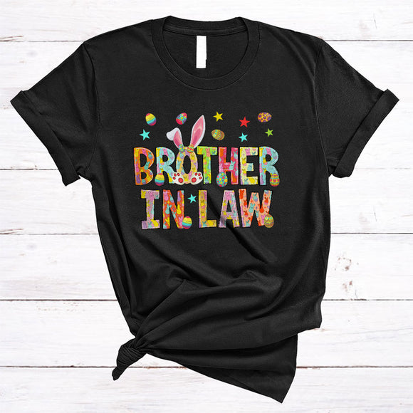 MacnyStore - Brother In Law, Colorful Easter Day Bunny Ears, Easter Egg Hunting Lover Matching Family Group T-Shirt