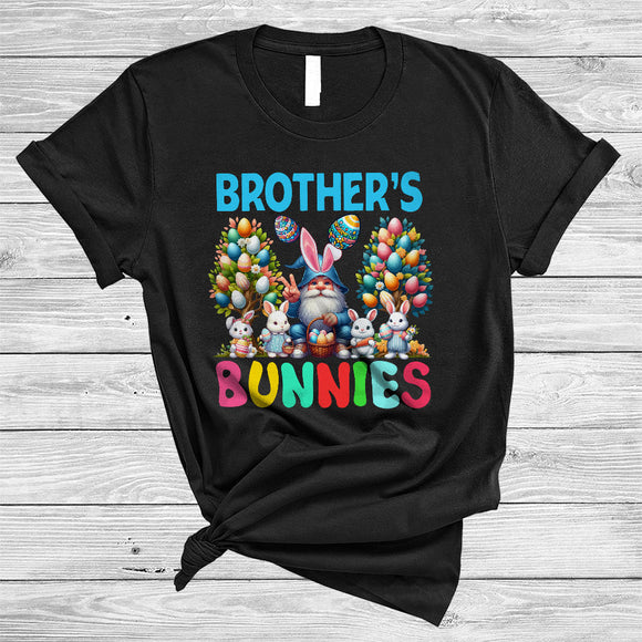 MacnyStore - Brother's Bunnies, Colorful Easter Egg Tree Bunny Gnome Hunting Eggs, Matching Family Group T-Shirt