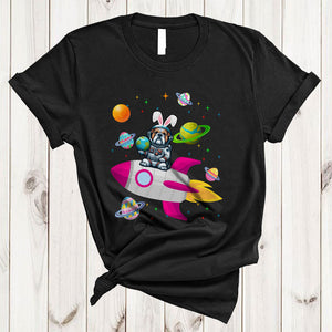 MacnyStore - Bulldog Bunny Astronaut With Easter Egg Basket, Lovely Easter Space, Egg Hunt Group T-Shirt