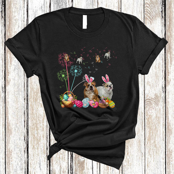 MacnyStore - Bulldog Bunny Dandelion Flower, Awesome Easter Day Bulldog Animal Lover, Egg Hunt Group T-Shirt