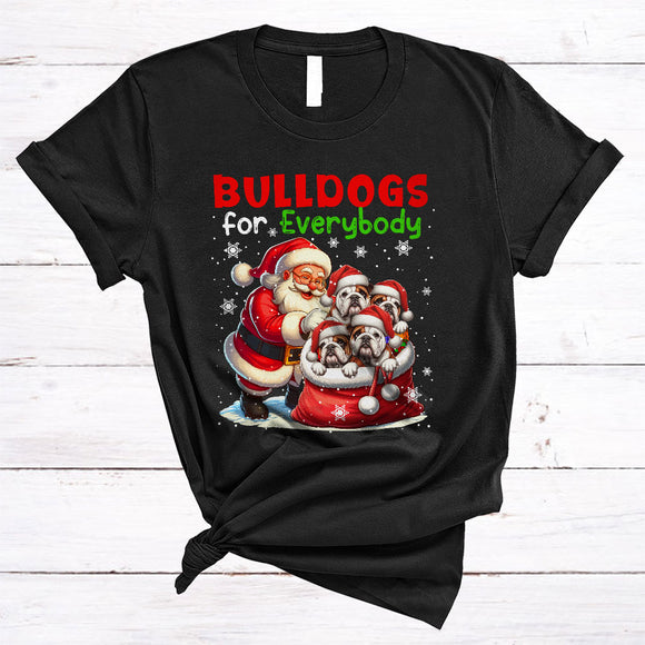 MacnyStore - Bulldogs For Everybody, Joyful Christmas Bulldog In Santa Bag, Matching X-mas Family Group T-Shirt