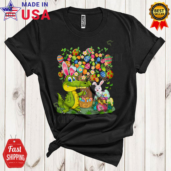 MacnyStore - Bunny Alligator Egg Hunt With Easter Eggs Tree Funny Cool Easter Day Eggs Zoo Wild Animal Lover T-Shirt
