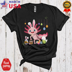 MacnyStore - Bunny Axolotl Bunny Funny Cool Easter Day Eggs Basket Hunting Axolotl Animal Lover T-Shirt