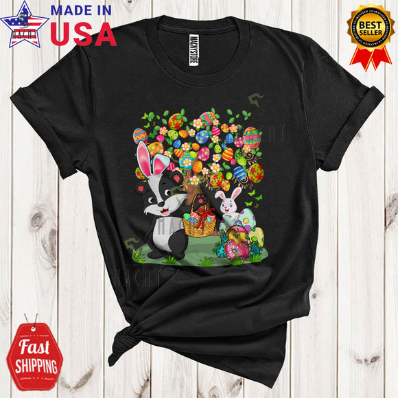 MacnyStore - Bunny Badger Egg Hunt With Easter Eggs Tree Funny Cool Easter Day Eggs Zoo Wild Animal Lover T-Shirt