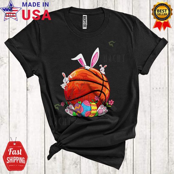 MacnyStore - Bunny Basketball Team Funny Cool Easter Egg Hunt Lover Matching Basketball Sport Playing Player T-Shirt