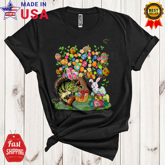 MacnyStore - Bunny Bass Fish Egg Hunt With Easter Eggs Tree Funny Cool Easter Day Eggs Fish Sea Animal Lover T-Shirt