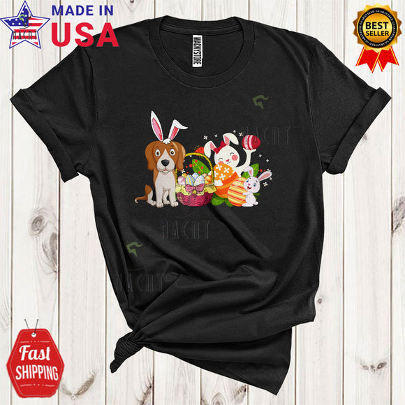 MacnyStore - Bunny Beagle With Easter Egg Basket Cute Cool Easter Day Bunny Hunting Easter Eggs Lover T-Shirt