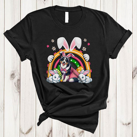 MacnyStore - Bunny Border Collie With Rainbow, Adorable Easter Day Flowers Bunny, Egg Hunting Group T-Shirt