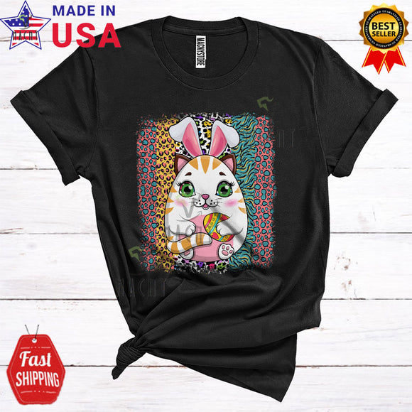 MacnyStore - Bunny Cat Easter Egg Funny Cute Easter Day Leopard Cat Matching Egg Hunting Lover T-Shirt