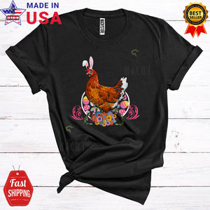 MacnyStore - Bunny Chicken In Easter Egg Heart Shape Cute Cool Easter Day Farmer Egg Hunt Family Group T-Shirt