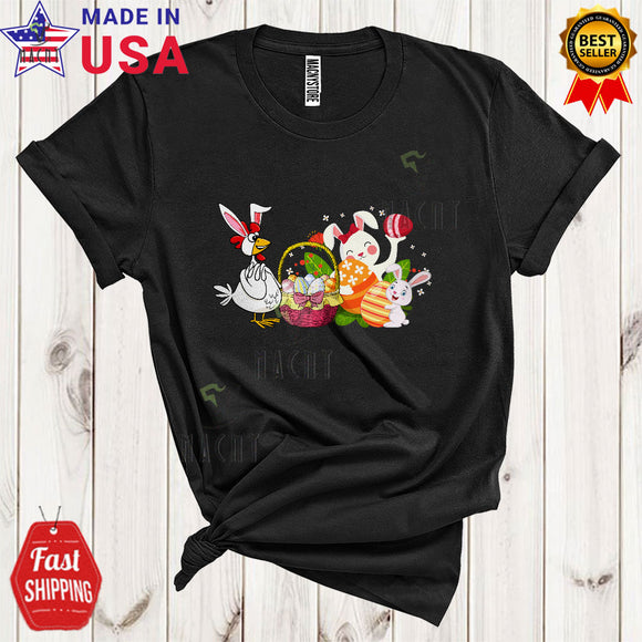 MacnyStore - Bunny Chicken With Easter Egg Basket Cute Cool Easter Day Bunny Hunting Easter Eggs Farmer Lover T-Shirt