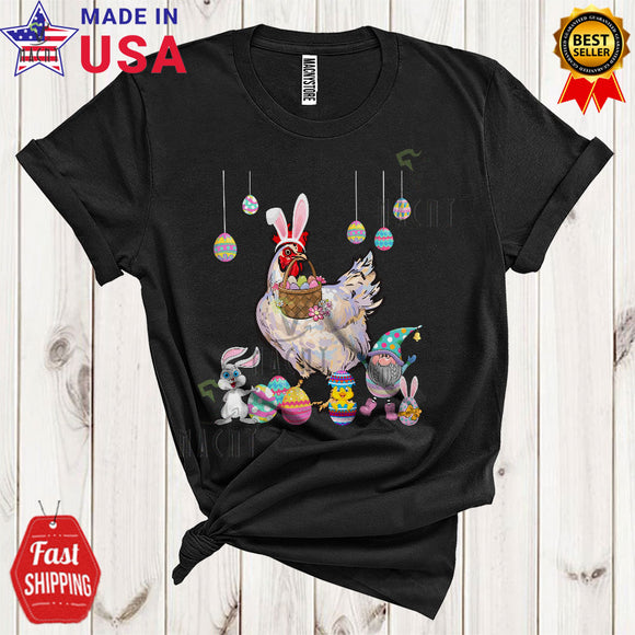 MacnyStore - Bunny Chicken With Easter Egg Basket Cute Funny Easter Day Gnomes Farmer Farm Animal Lover T-Shirt